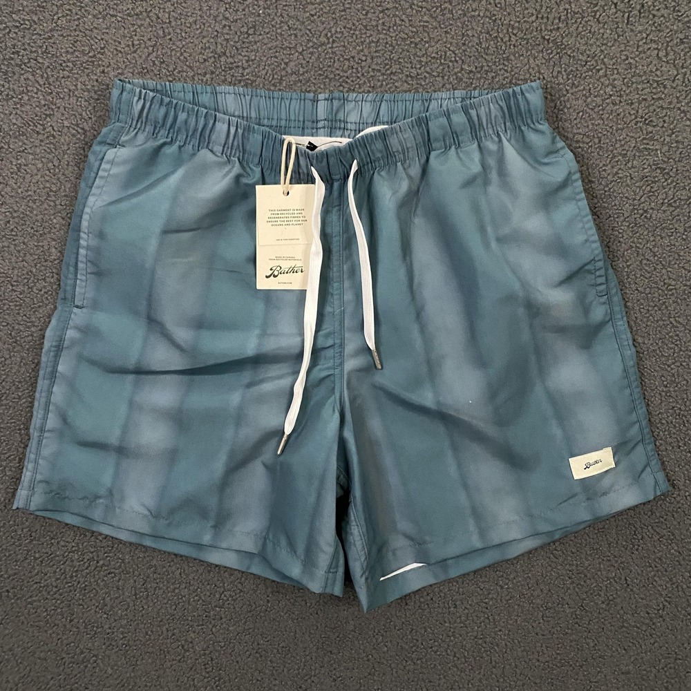 Bather Swim Trunks Mens Small Blue Mesh Lined Elastic Waist Drawstring Pockets